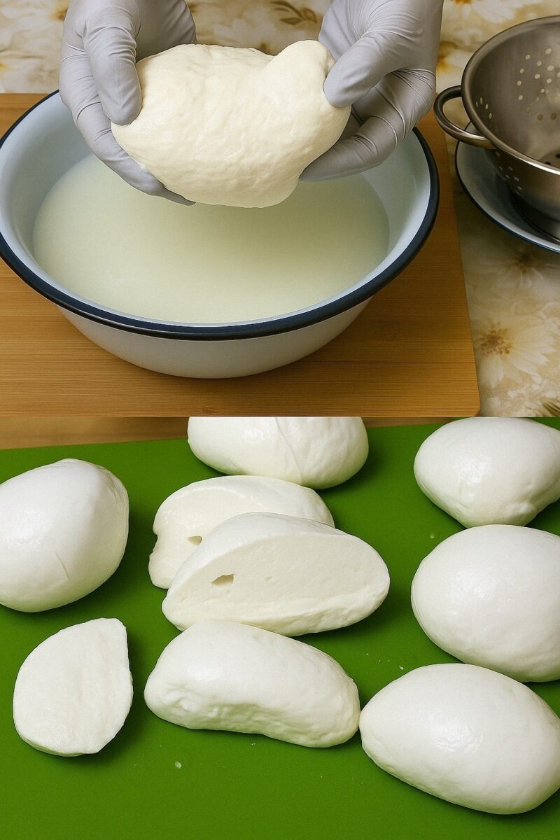 Mozzarella de casă în 30 de minute: o preparăm din lapte din magazin, iese moale, ca în Italia.